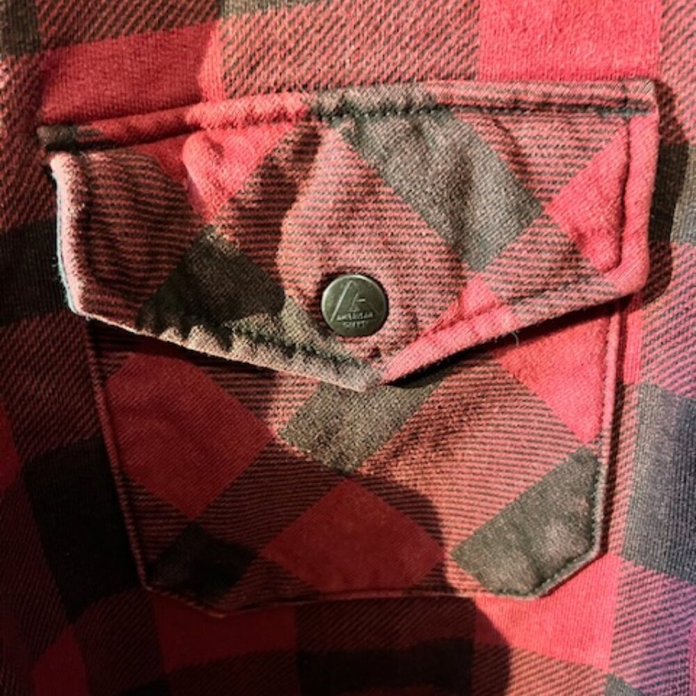 American Giant Redwood Fleece Overshirt — Oxblood Plaid — Size L - Picture 3 of 7